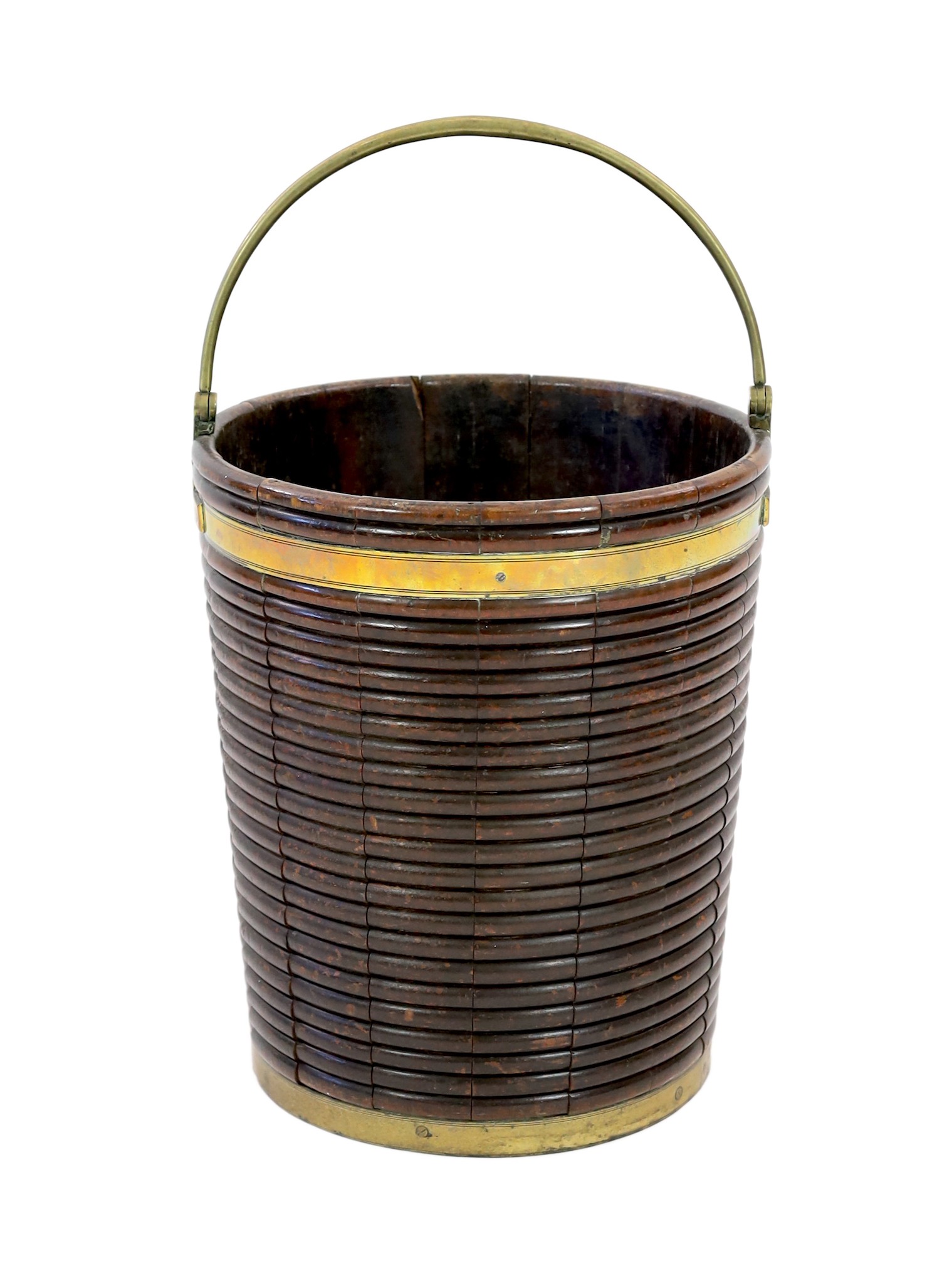 A George III Irish mahogany and brass mounted peat bucket, height 43cm diameter 37cm